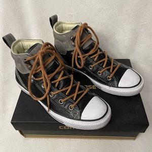 Converse black and gray high top unisex sneakers, women’s size 8 / men’s size 6